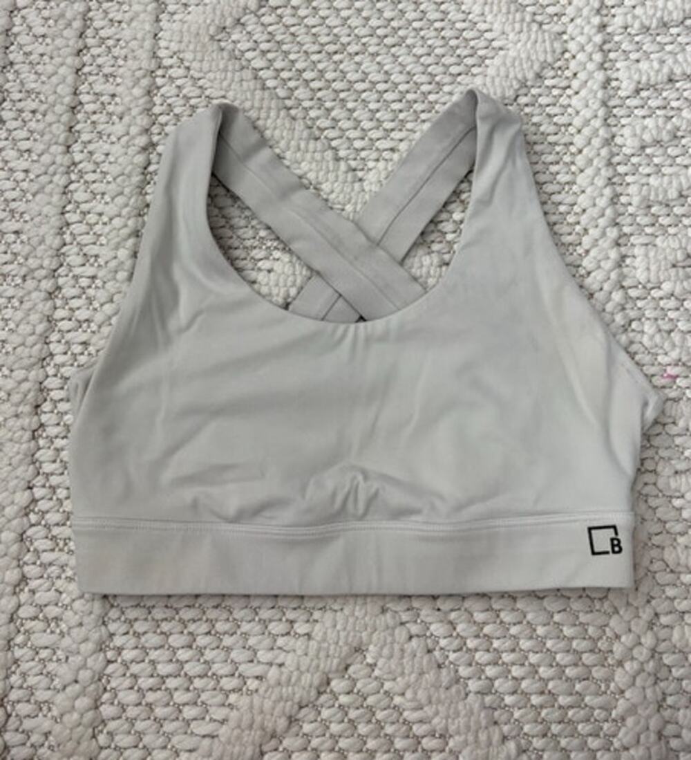 Baseline by Ashy Bines Women's White Cross-Back Sports Bra Size Small